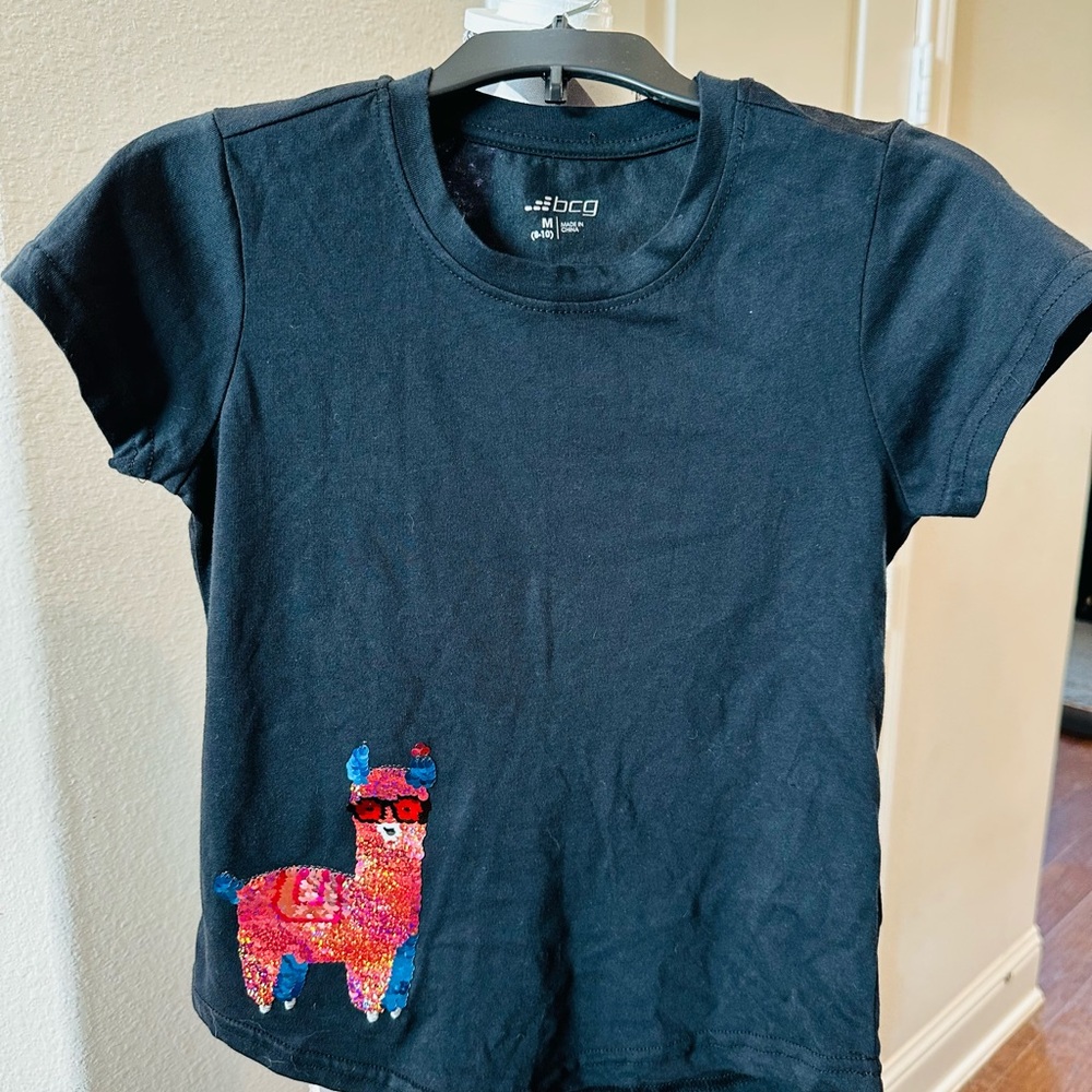bcg Black and Red Short Sleeve Tee with Llama Design